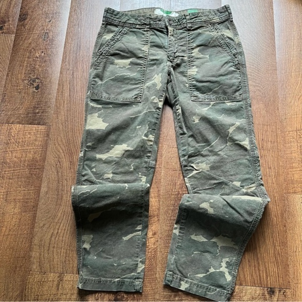 Anthropologie Camo Ankle Pants in Olive and Khaki